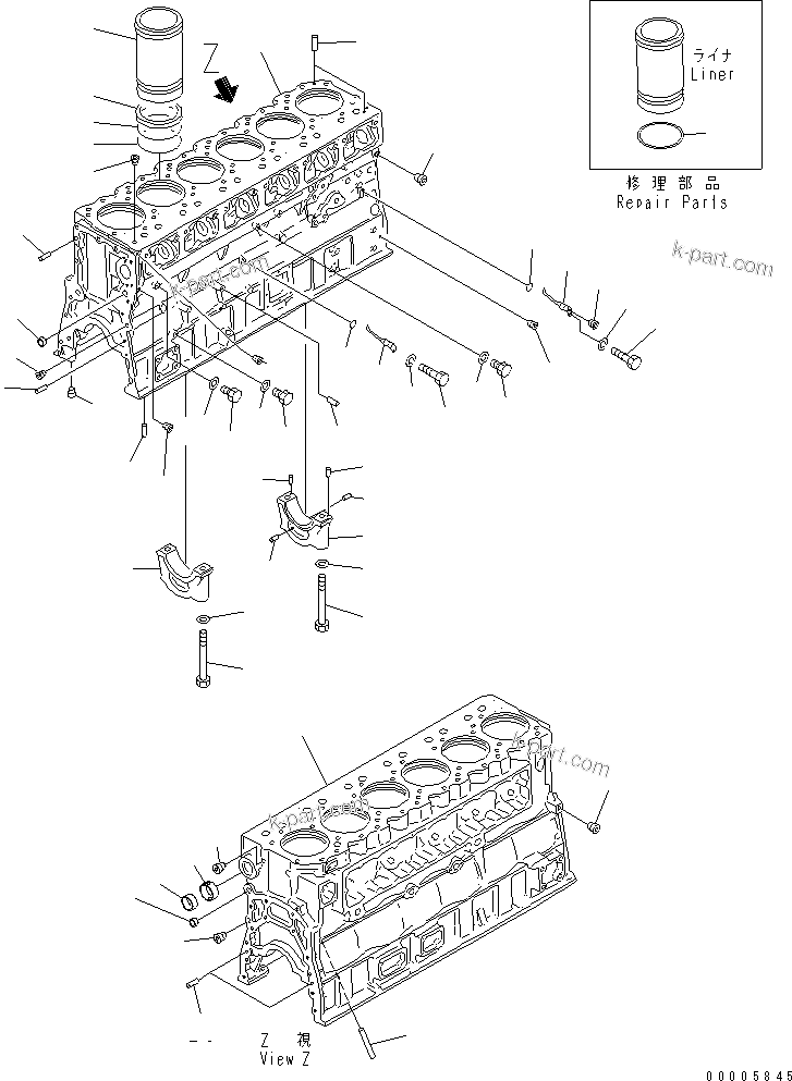 Komatsu parts book diagram for SA6D170-B-1F-7 S/N 10001-UP: CYLINDER BLOCK(#11500-)