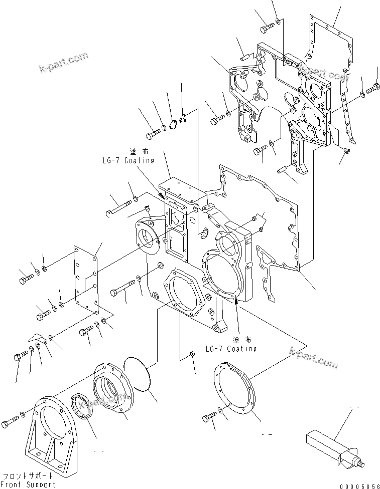 Komatsu parts book diagram for SA6D170-B-1F-7 S/N 10001-UP: GEAR CASE AND FRONT COVER(#17496-19339)