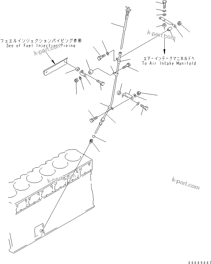 Komatsu parts book diagram for SA6D170-B-1F-7 S/N 10001-UP: OIL GAUGE(#15701-)