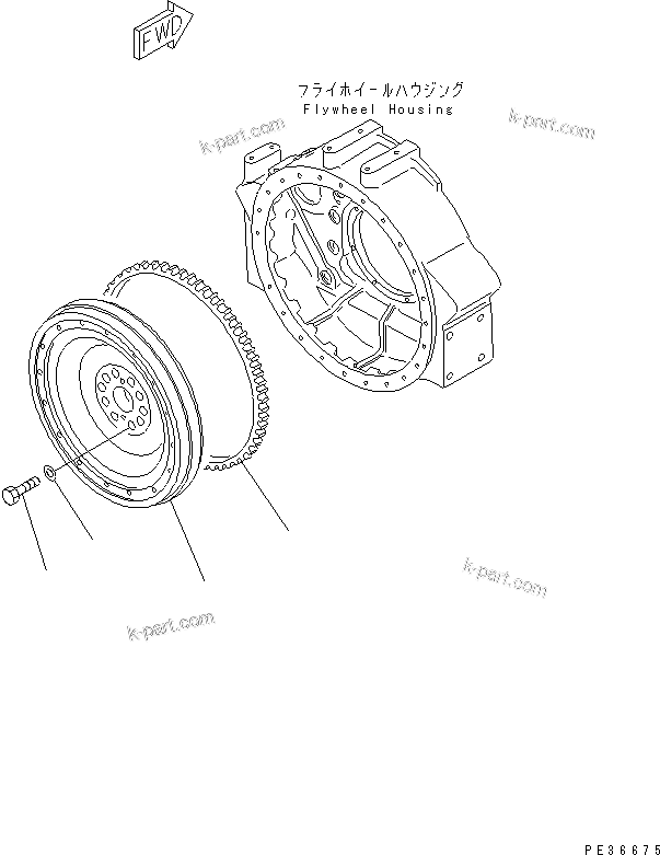 Komatsu parts book diagram for SA6D170-B-1F-7 S/N 10001-UP: FLYWHEEL (FOR PC1000-1)(#15701-)