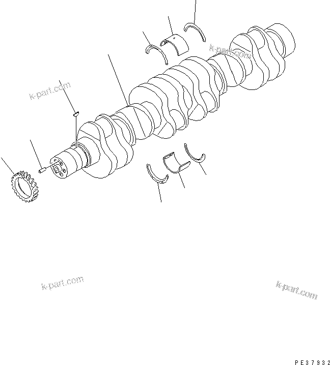 Komatsu parts book diagram for SA6D170-B-1F-7 S/N 10001-UP: CRANKSHAFT(#15701-)