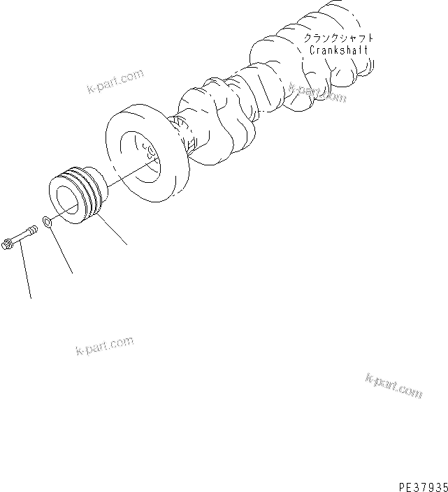 Komatsu parts book diagram for SA6D170-B-1F-7 S/N 10001-UP: CRANK PULLEY (HARDENING PULLEY SPEC.)(#11500-)