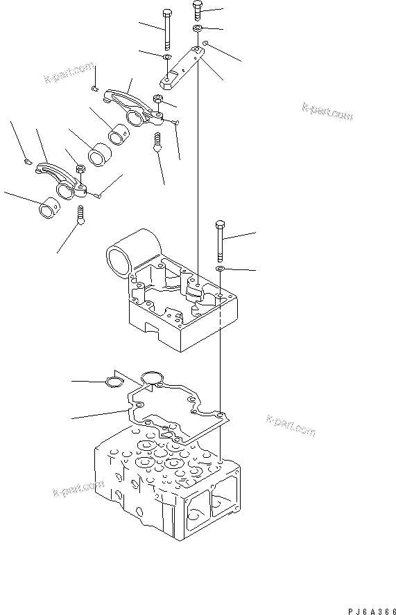 Komatsu parts book diagram for SA6D170-B-1F-7 S/N 10001-UP: ROCKER ARM(#19282-)
