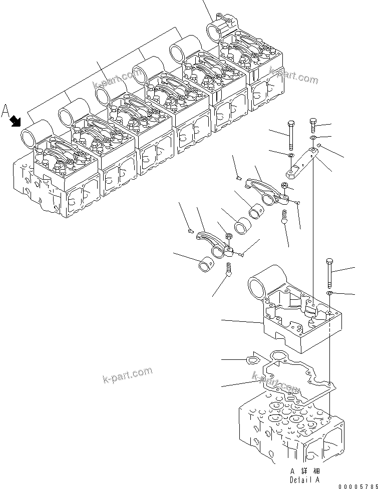 Komatsu parts book diagram for SA6D170-B-1F-7 S/N 10001-UP: ROCKER ARM AND HOUSING(#17496-19339)