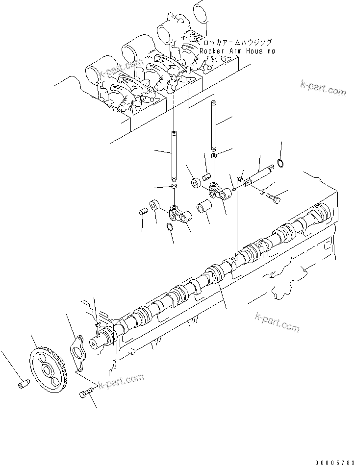 Komatsu parts book diagram for SA6D170-B-1F-7 S/N 10001-UP: CAMSHAFT AND CAMFOLLOWER(#15701-17495)