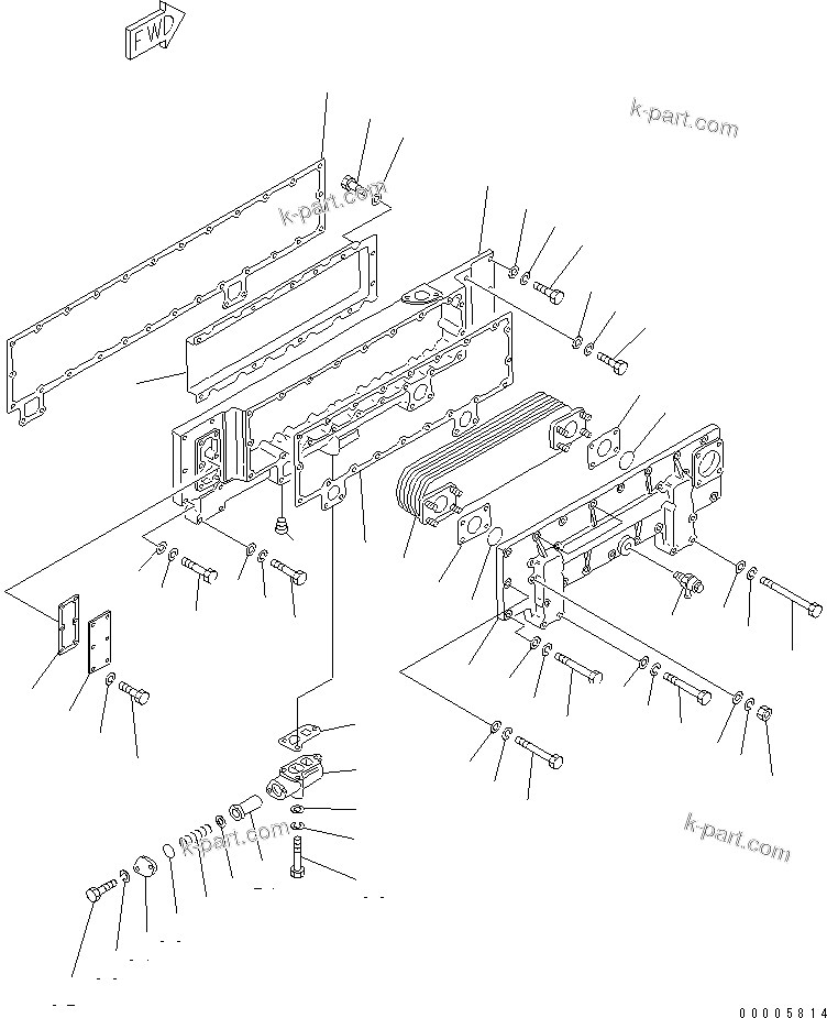 Komatsu parts book diagram for SA6D170-B-1F-7 S/N 10001-UP: LUBRICATING OIL COOLER(#15701-15810)