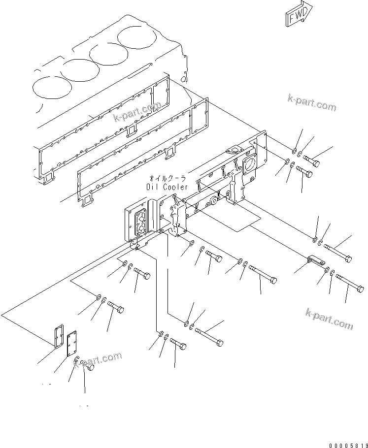 Komatsu parts book diagram for SA6D170-B-1F-7 S/N 10001-UP: OIL COOLER MOUNTING AND ACCESSORY(#19340-)