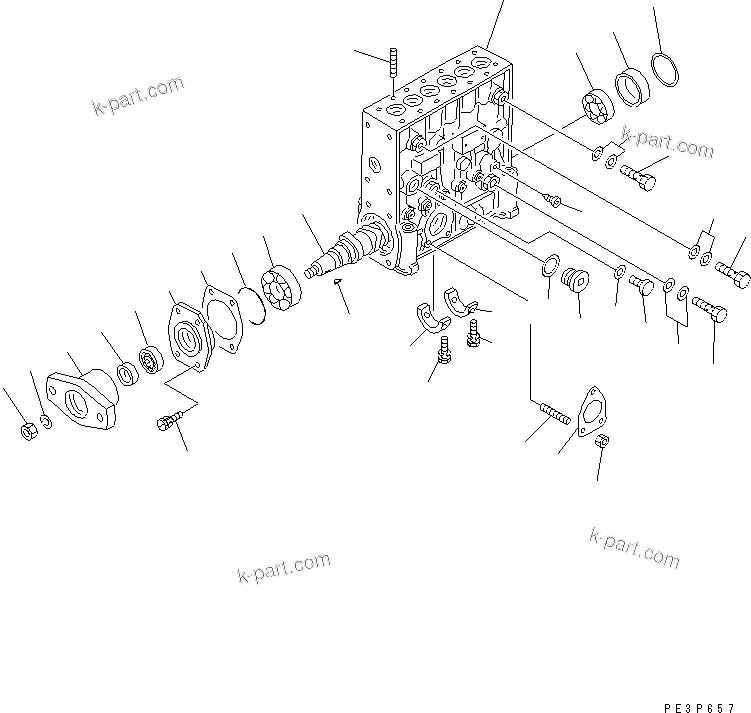 Komatsu parts book diagram for SA6D170-B-1F-7 S/N 10001-UP: FUEL INJECTION PUMP (PUMP) (1/2) (INNER PARTS)(#15515-)