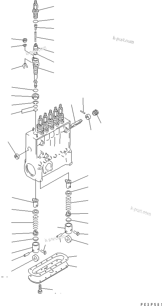 Komatsu parts book diagram for SA6D170-B-1F-7 S/N 10001-UP: FUEL INJECTION PUMP (PUMP) (2/2) (INNER PARTS)(#11763-13555)