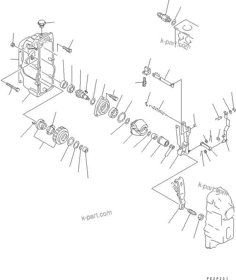 Komatsu parts book diagram for SA6D170-B-1F-7 S/N 10001-UP: FUEL INJECTION PUMP (GOVERNOR) (1/2) (INNER PARTS)(#13556-15514)