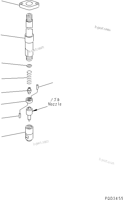 Komatsu parts book diagram for SA6D170-B-1F-7 S/N 10001-UP: NOZZLE HOLDER (INNER PARTS)(#15730-)