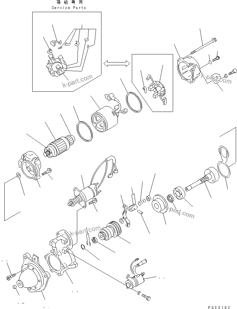 Komatsu parts book diagram for SA6D170-B-1F-7 S/N 10001-UP: STARTING MOTOR (11KW) (INNER PARTS)(#15701-22162)