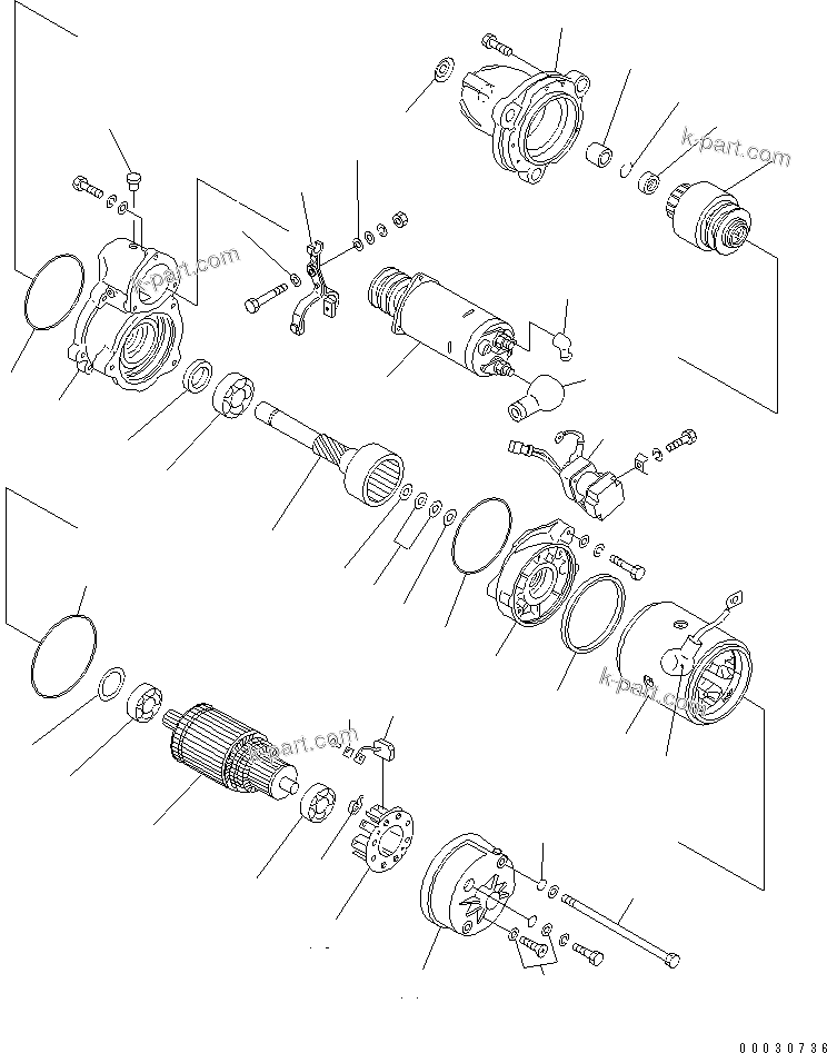 Komatsu parts book diagram for SA6D170-B-1F-7 S/N 10001-UP: STARTING MOTOR (7.5KW) (INNER PARTS)(#15701-22004)