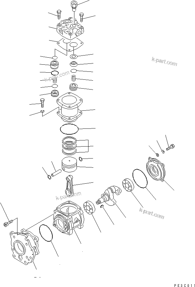 Komatsu parts book diagram for SA6D170-B-1F-7 S/N 10001-UP: AIR COMPRESSOR (INNER PARTS)(#15701-)