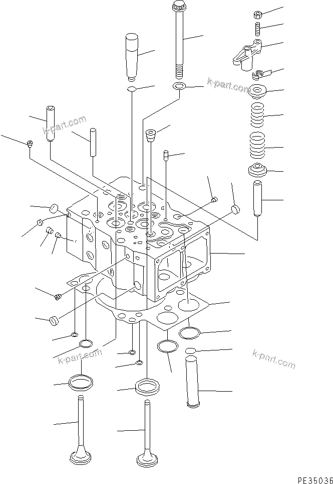 Komatsu parts book diagram for SA8V170-1C S/N 10040-UP: CYLINDER HEAD(#10302-)