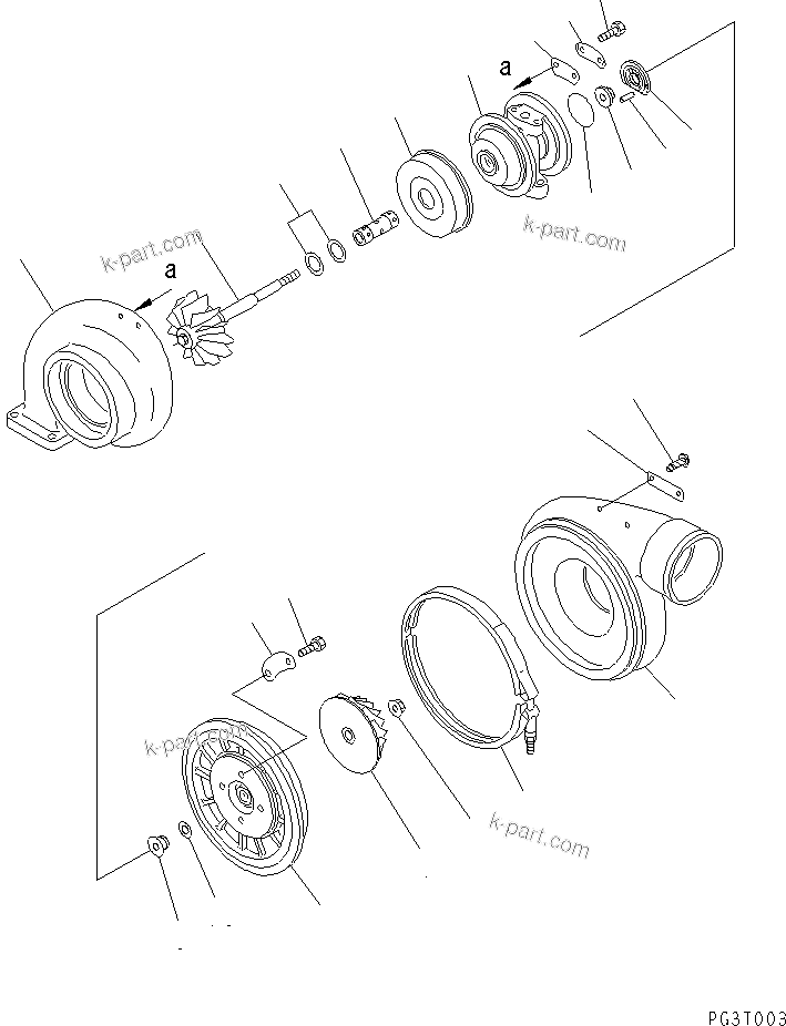 Komatsu parts book diagram for SA8V170-1C S/N 10040-UP: TURBOCHARGER(#10040-10292)