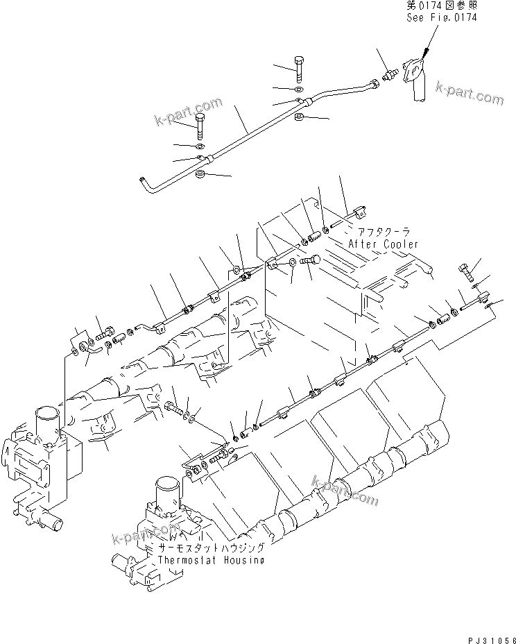 Komatsu parts book diagram for SA8V170-1C S/N 10040-UP: WATER LINE AIR VENT PIPING(#10040-10515)