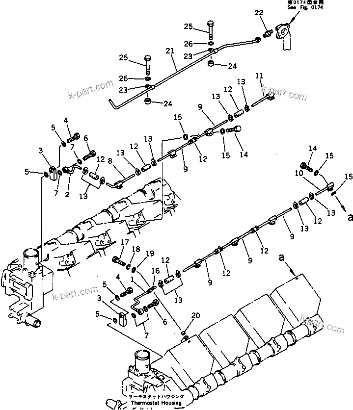 Komatsu parts book diagram for SA8V170-1C S/N 10040-UP: WATER LINE AIR VENT PIPING(#10516-)