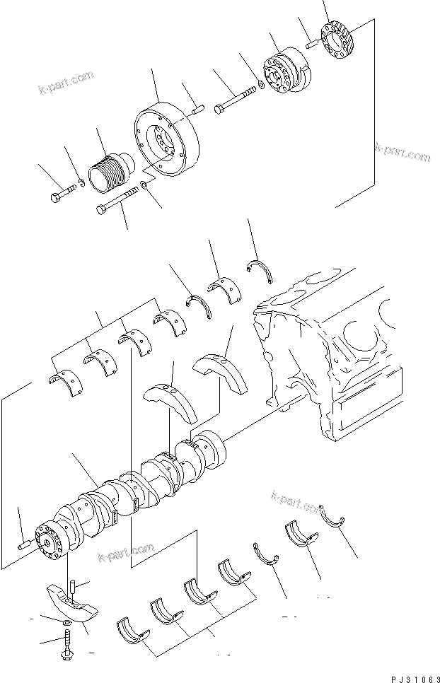Komatsu parts book diagram for SA8V170-1C S/N 10040-UP: CRANKSHAFT