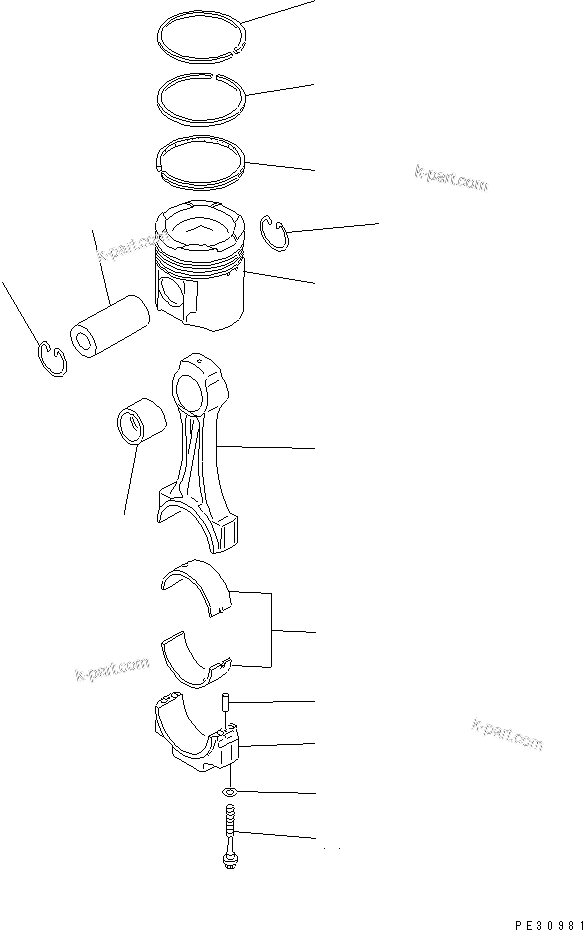 Komatsu parts book diagram for SA8V170-1C S/N 10040-UP: PISTON AND CONNECTING ROD