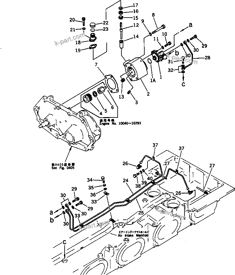Komatsu parts book diagram for SA8V170-1C S/N 10040-UP: MECHANICAL PUMP AND PIPING