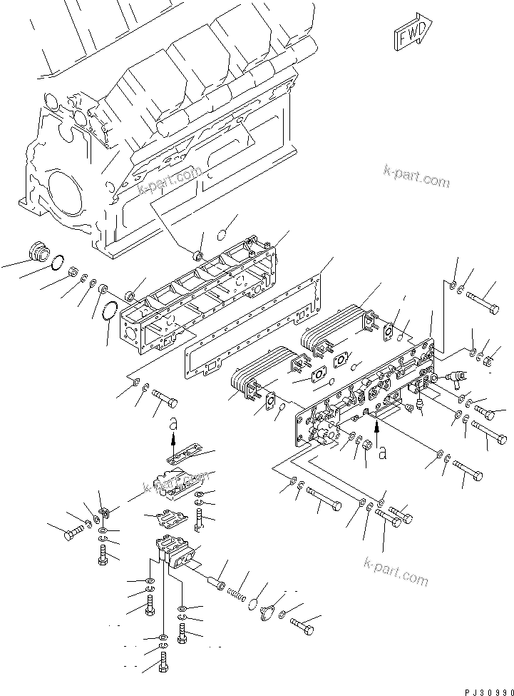 Komatsu parts book diagram for SA8V170-1C S/N 10040-UP: LUBRICATING OIL COOLER