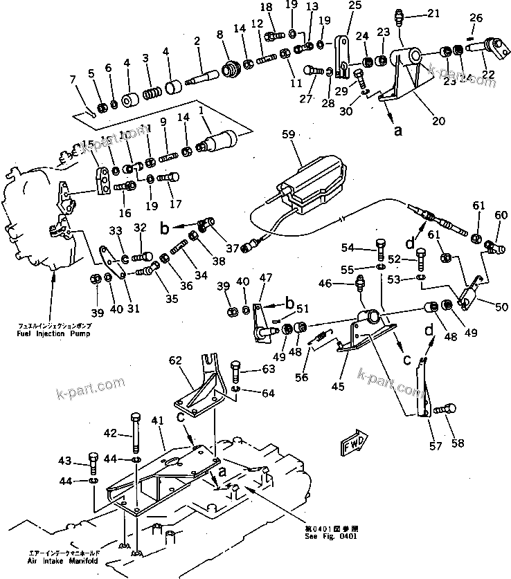 Komatsu parts book diagram for SA8V170-1C S/N 10040-UP: FUEL CONTROL LINKAGE(#10247-)