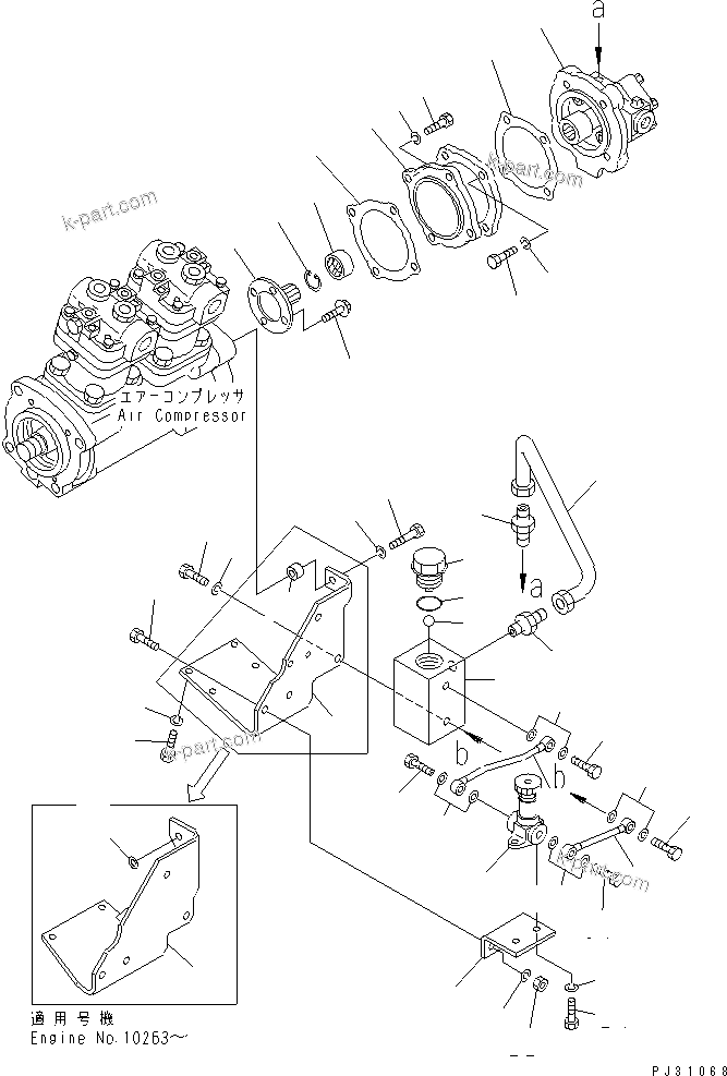 Komatsu parts book diagram for SA8V170-1C S/N 10040-UP: FUEL PUMP DRIVE AND FEED PUMP