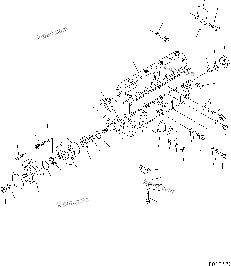 Komatsu parts book diagram for SA8V170-1C S/N 10040-UP: FUEL INJECTION PUMP (PUMP) (1/2)(#10040-10515)