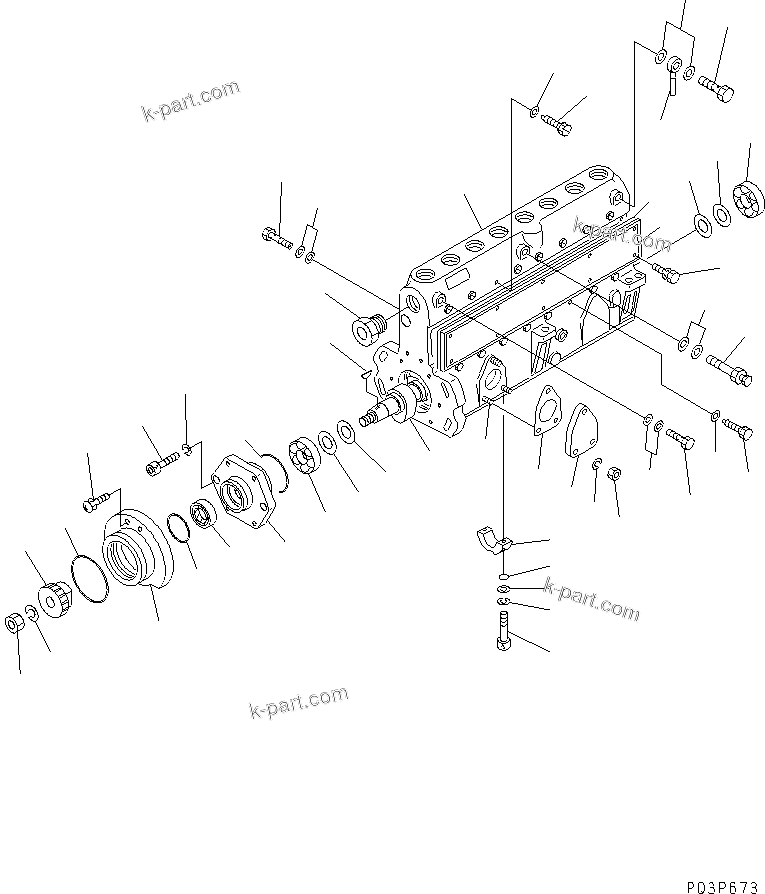 Komatsu parts book diagram for SA8V170-1C S/N 10040-UP: FUEL INJECTION PUMP (PUMP) (1/2)(#10516-)