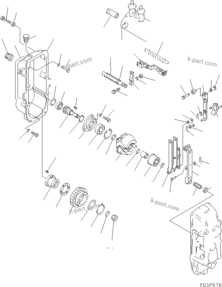Komatsu parts book diagram for SA8V170-1C S/N 10040-UP: FUEL INJECTION PUMP (GOVERNOR) (1/2)(#10516-)