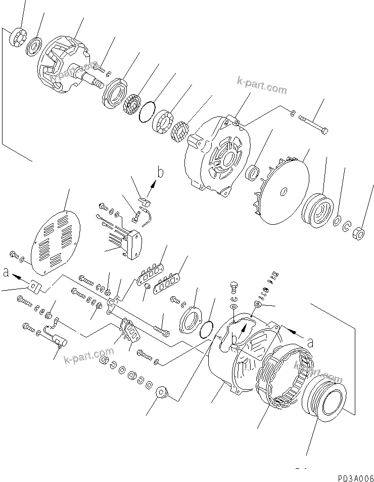 Komatsu parts book diagram for SA8V170-1C S/N 10040-UP: ALTERNATOR (75A) (FOR JAPAN)