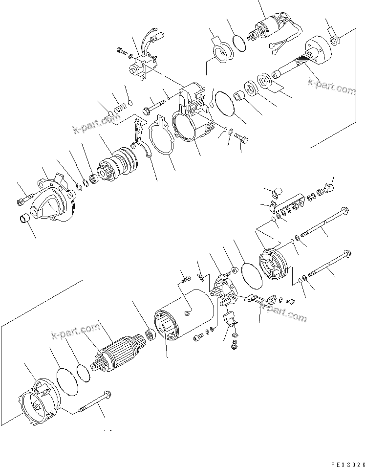 Komatsu parts book diagram for SA8V170-1C S/N 10040-UP: STARTING MOTOR (11KW)