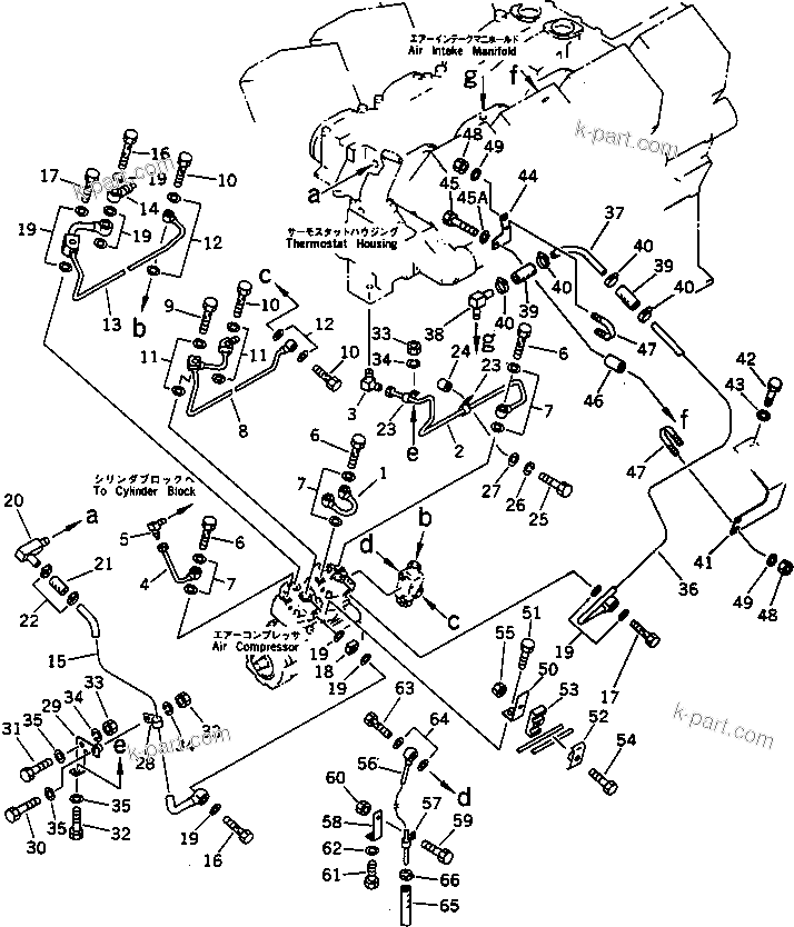 Komatsu parts book diagram for SA8V170-1C S/N 10040-UP: AIR COMPRESSOR PIPING(#10293-)