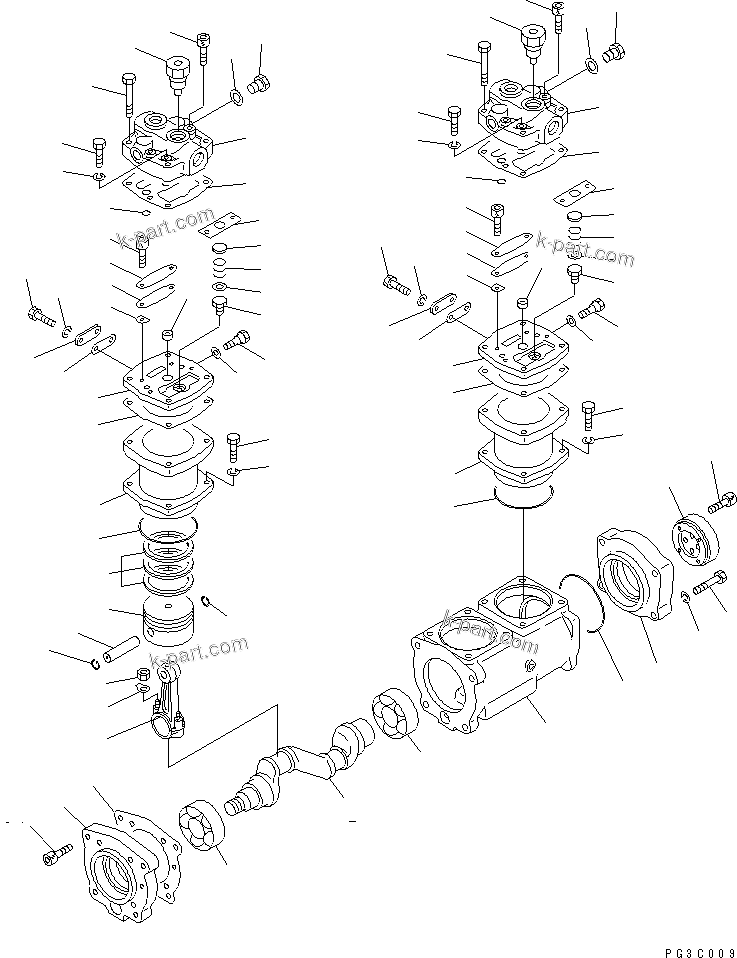 Komatsu parts book diagram for SA8V170-1C S/N 10040-UP: AIR COMPRESSOR(#10040-10292)