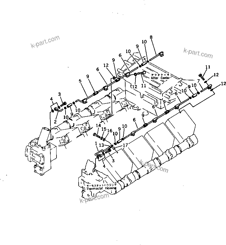 Komatsu parts book diagram for SA8V170-1B S/N 10007-UP: WATER LINE AIR VENT PIPING