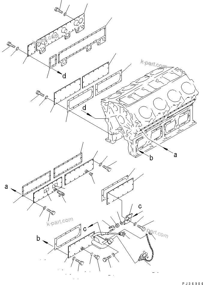 Komatsu parts book diagram for SA8V170-1B S/N 10007-UP: CYLINDER BLOCK COVER(#10339-10405)