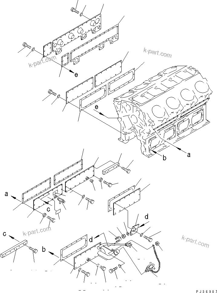 Komatsu parts book diagram for SA8V170-1B S/N 10007-UP: CYLINDER BLOCK COVER(#10406-)