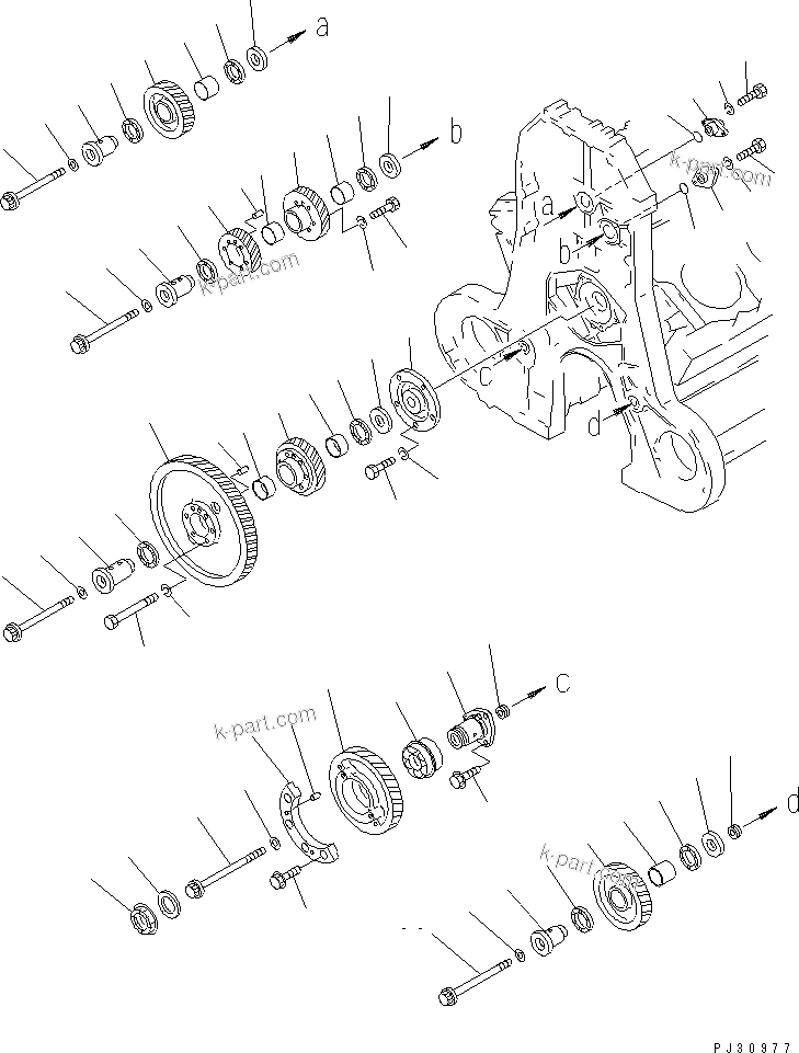 Komatsu parts book diagram for SA8V170-1B S/N 10007-UP: TIMING GEAR