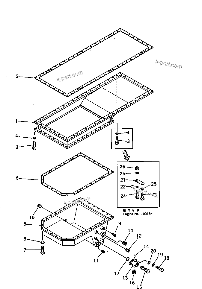 Komatsu parts book diagram for SA8V170-1B S/N 10007-UP: OIL PAN
