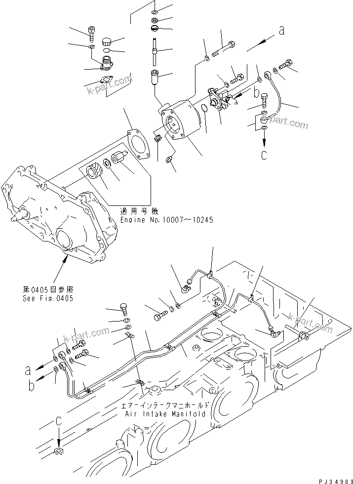 Komatsu parts book diagram for SA8V170-1B S/N 10007-UP: MECHANICAL PUMP AND PIPING