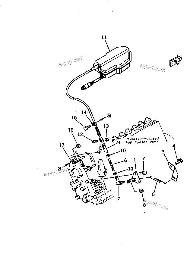 Komatsu parts book diagram for SA8V170-1B S/N 10007-UP: FUEL CONTROL LEVEL(#10007-10245)