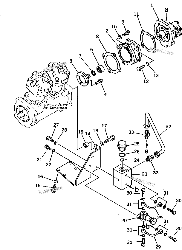 Komatsu parts book diagram for SA8V170-1B S/N 10007-UP: FUEL PUMP DRIVE AND FEED PUMP(#10007-10128)