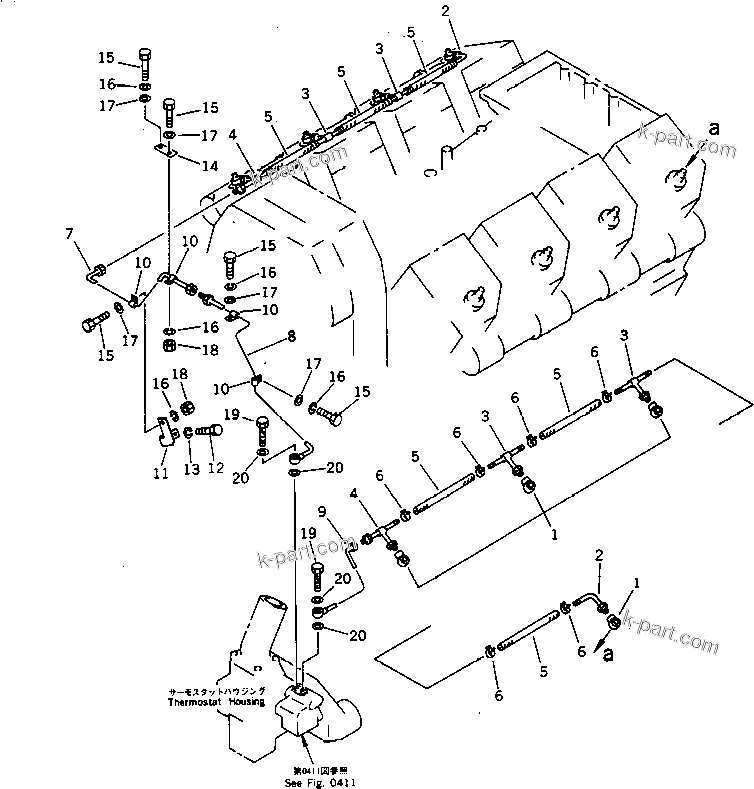 Komatsu parts book diagram for SA8V170-1B S/N 10007-UP: FUEL RETURN PIPING(#10086-)