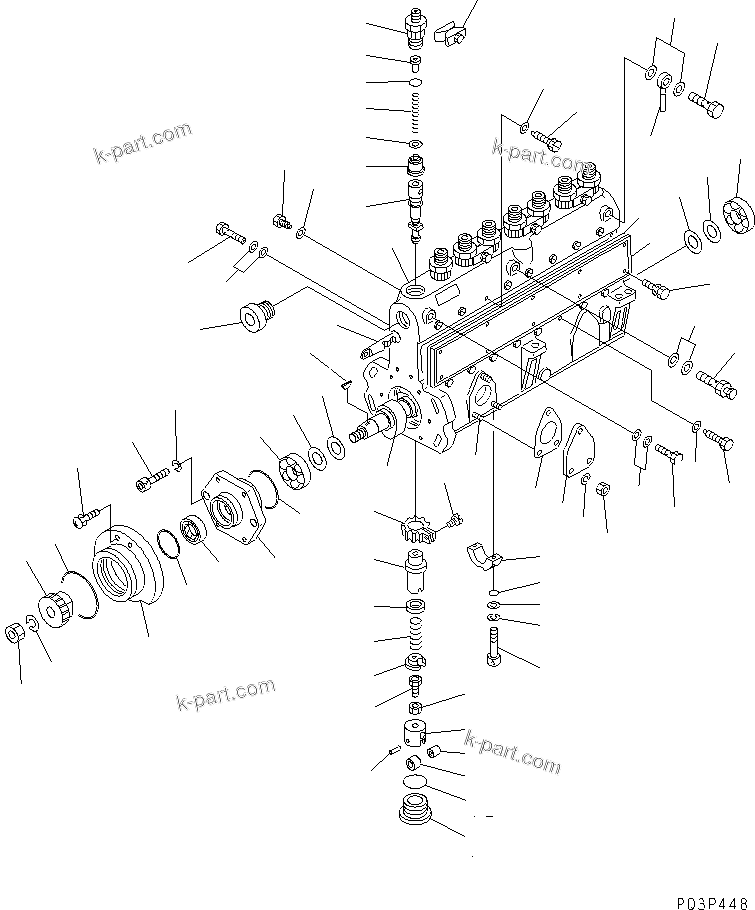 Komatsu parts book diagram for SA8V170-1B S/N 10007-UP: FUEL INJECTION PUMP (PUMP)(#10450-)