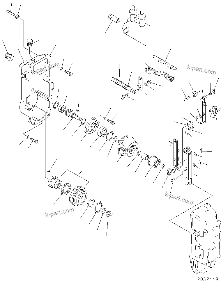 Komatsu parts book diagram for SA8V170-1B S/N 10007-UP: FUEL INJECTION PUMP (GOVERNOR) (1/2)(#10450-)