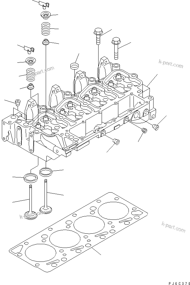 Komatsu parts book diagram for SAA4D102E-2E-4 S/N 26274903-UP: CYLINDER HEAD(#26277757-)