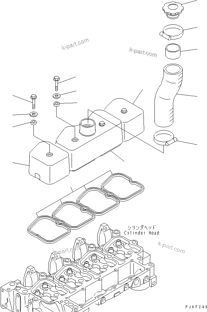 Komatsu parts book diagram for SAA4D102E-2E-4 S/N 26274903-UP: HEAD COVER(#26304081-)