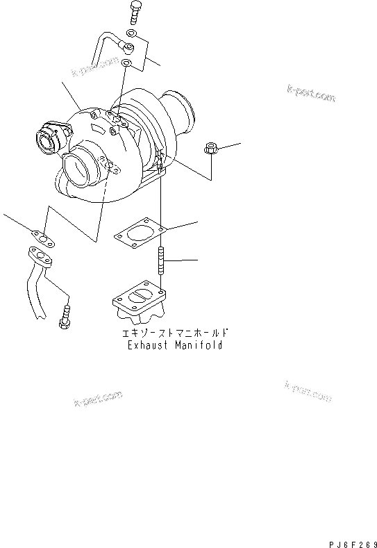 Komatsu parts book diagram for SAA4D102E-2E-4 S/N 26274903-UP: TURBOCHARGER MOUNTING(#26300902-)