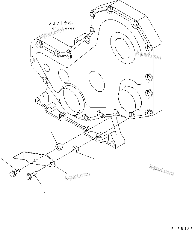 Komatsu parts book diagram for SAA4D102E-2E-4 S/N 26274903-UP: FRONT COVER POINTER
